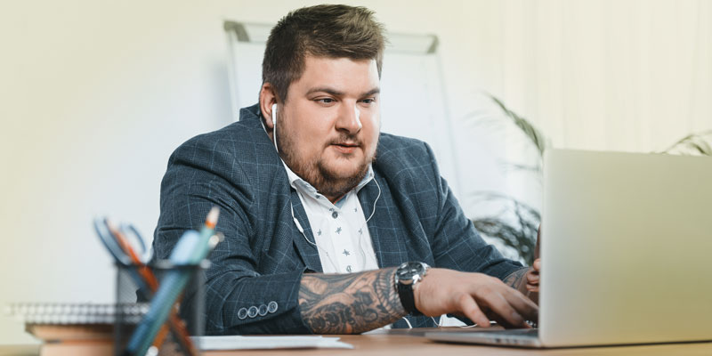 Man looking at computer