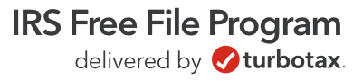 text reads IRS Free File Program delivered by turbotax with red checkmark