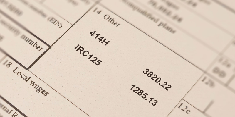 W2 form with 414H and IRC125 information