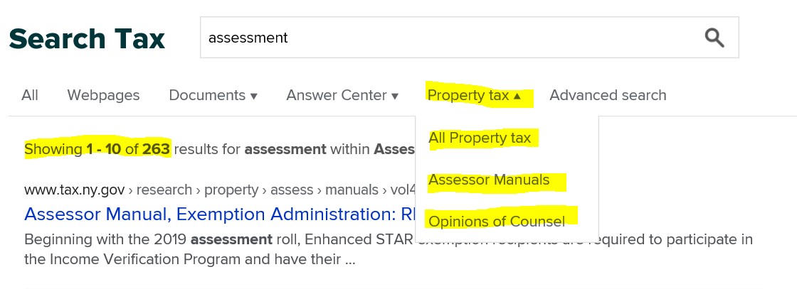 Search Box Tool with Narrowed Property Tax Filter
