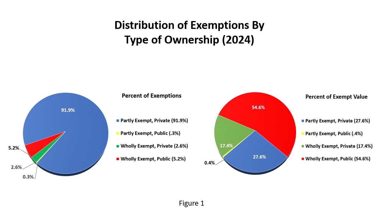 Pie chart displaying 2024 Distribution of Exemptions By Type of Ownership