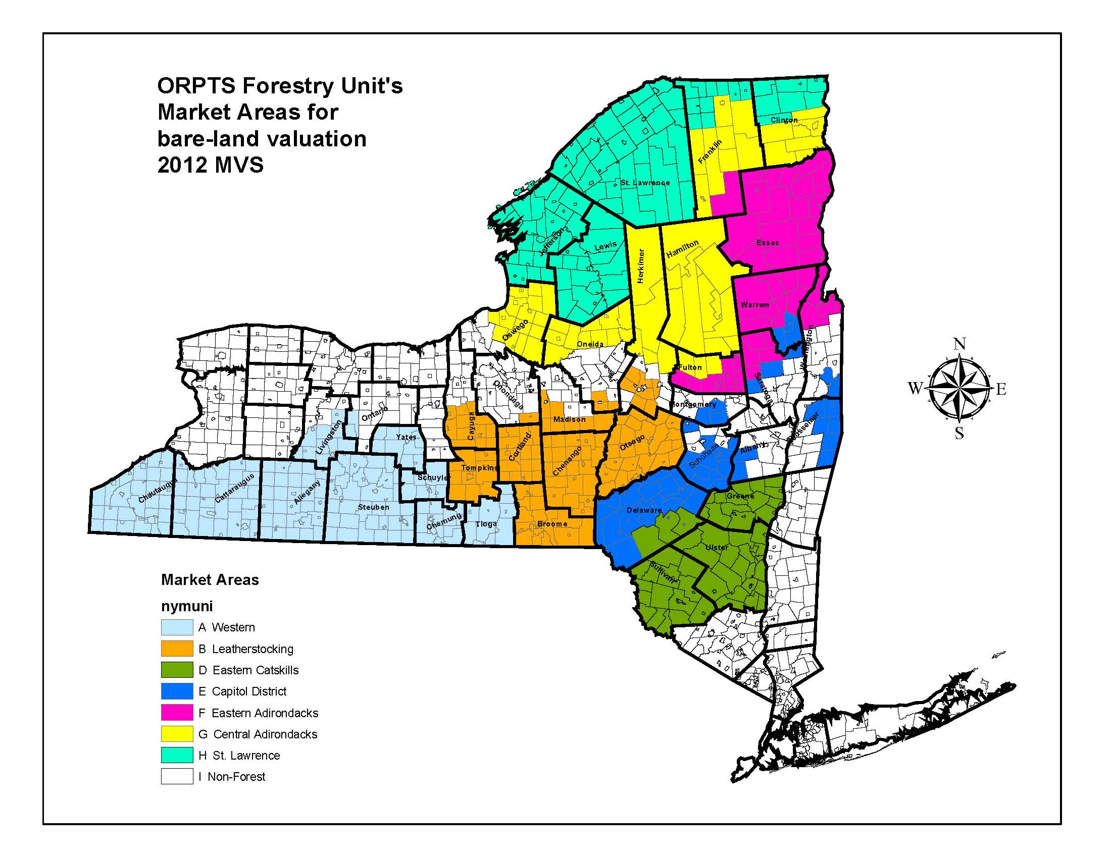 Bare land market areas by muni