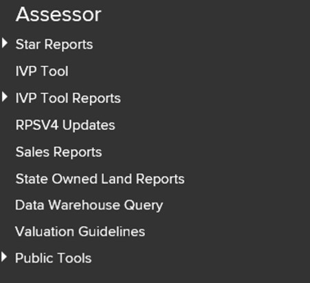 Assessor type specific user menu display within Online Assessment Community from hamburger menu 