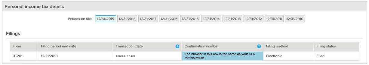 sample of personal income tax details