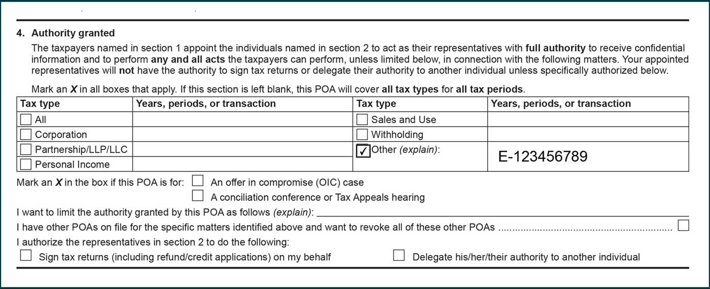 collection case listed under years, periods, or transaction column