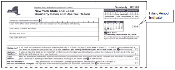 Arrow to filing period indicator on Quarterly ST-100