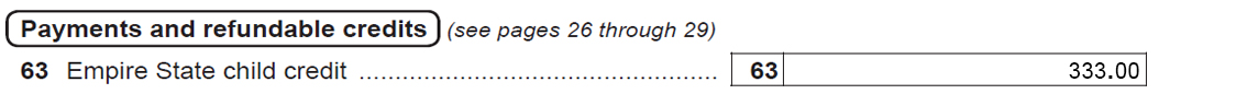 $333 on Line 63 of Form IT-201